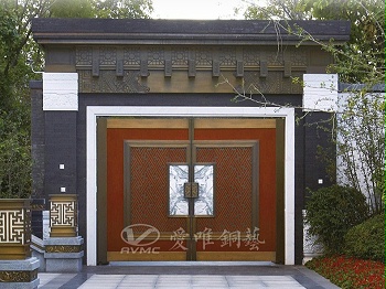 广东别墅铜门厂家爱唯铜艺——中式铜门“清风明月”