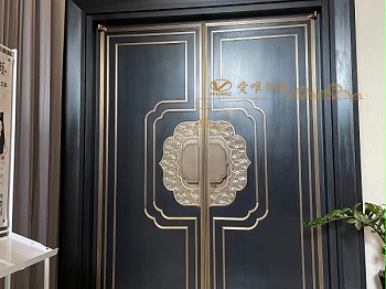 佛山别墅铜门厂家爱唯铜艺——展厅新中式对开铜门
