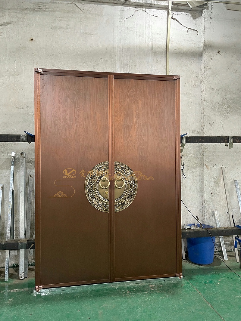 中式铜门整版木纹 (1)