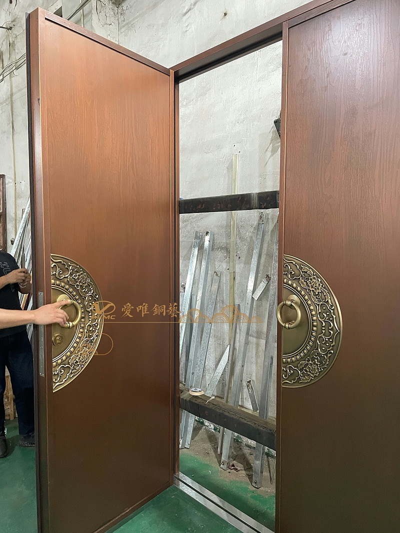 中式铜门整版木纹 (2)